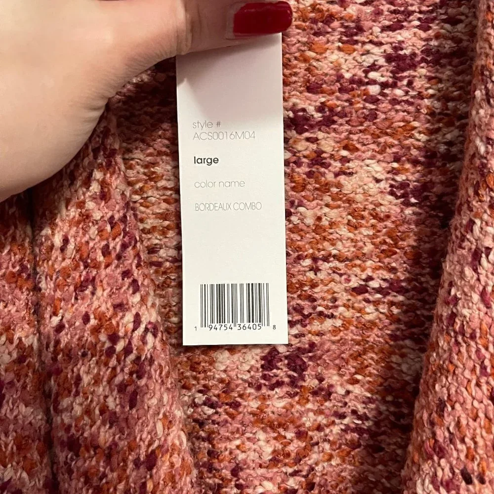 Adyson Parker Women's NWT Pink Open Chunky Knit Waterfall Cardigan Sweater Large